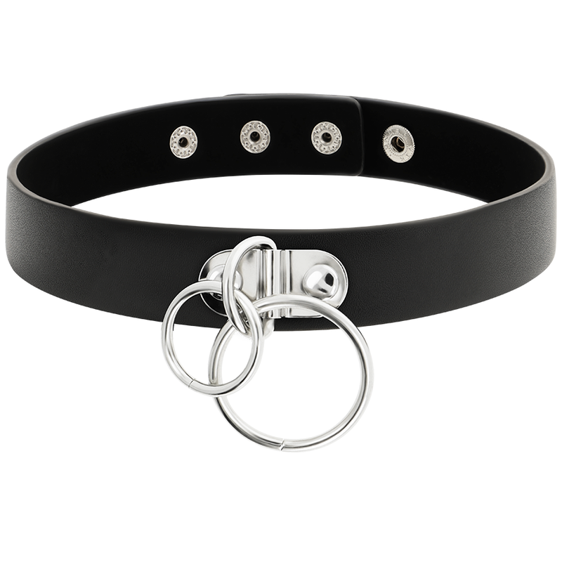 Coquette Chic Desire Double Ring Vegan Leather Choker | Niks.fi verkkokauppa