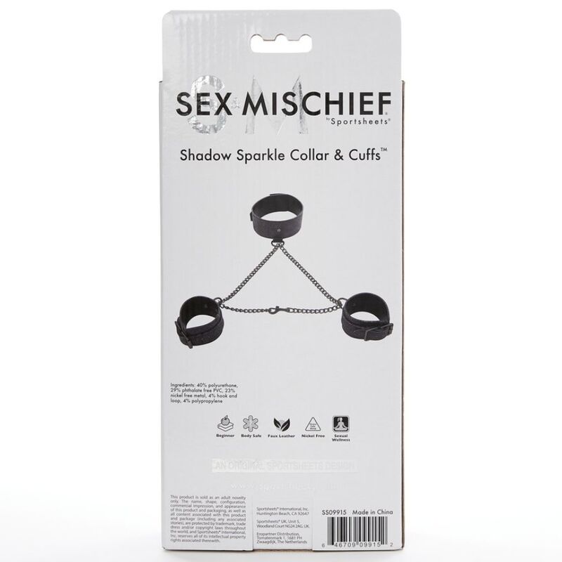 Sex & Michief Shadow Sparkle Collar And Cuffs | Niks.fi verkkokauppa