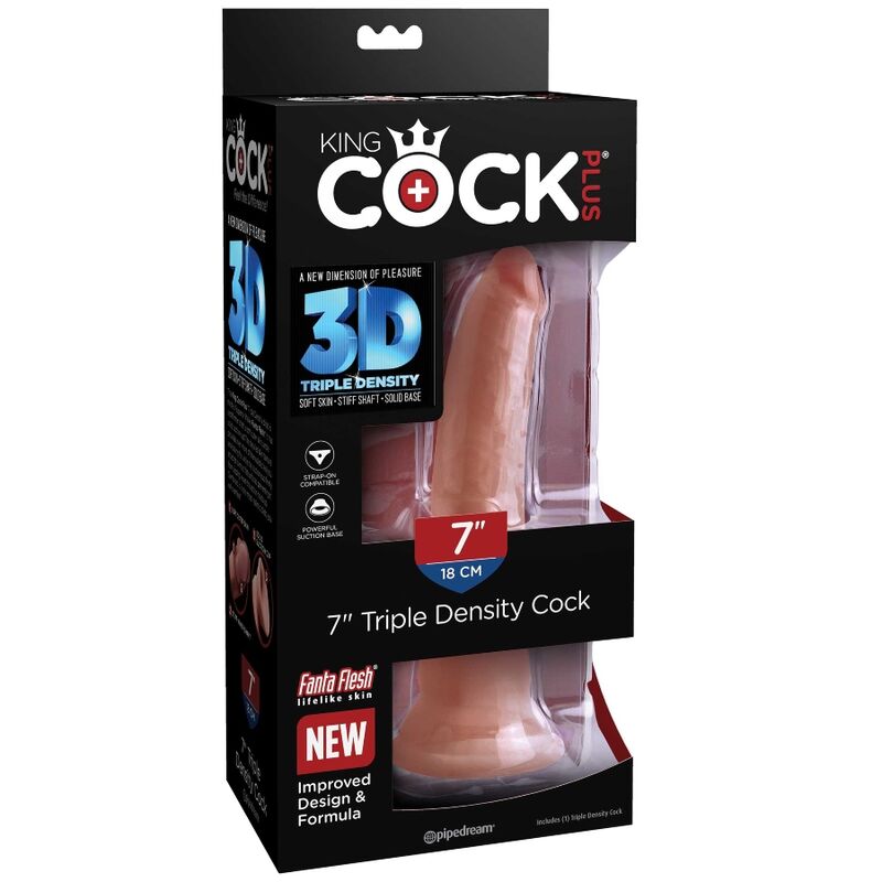 King Cock Plus 3D Triple Density Dildo 18 Cm | Niks.fi verkkokauppa