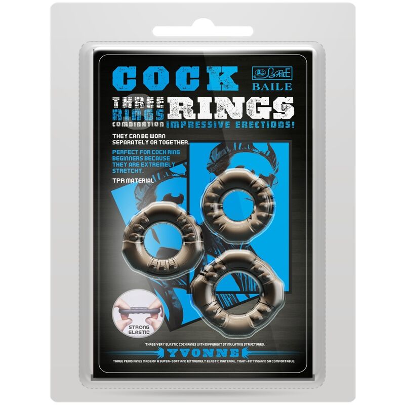Baile Cock Rings Yvonne Set 3 Penis Rings | Niks.fi verkkokauppa