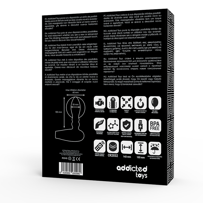 Addicted Toys Inflatable Remote Control Plug 10 Modes Of Vibration | Niks.fi verkkokauppa