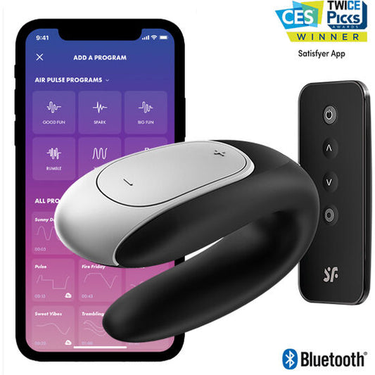 Satisfyer Double Fun Partner Vibrator Black | Niks.fi verkkokauppa