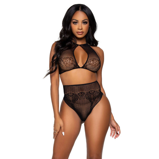 Leg Avenue Two Pieces Set Halter Crop Top & Thong Panty Panty One Size | Niks.fi verkkokauppa