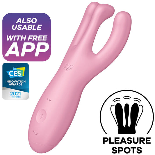 Satisfyer Threesome 4 Vibrator App Pink | Niks.fi verkkokauppa