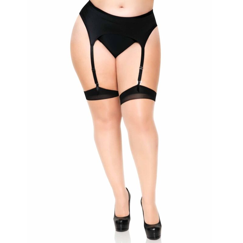Leg Avenue Plus Lycra Sheer 2 Tone Thigh High With Backseam And Cuban Heel | Niks.fi verkkokauppa