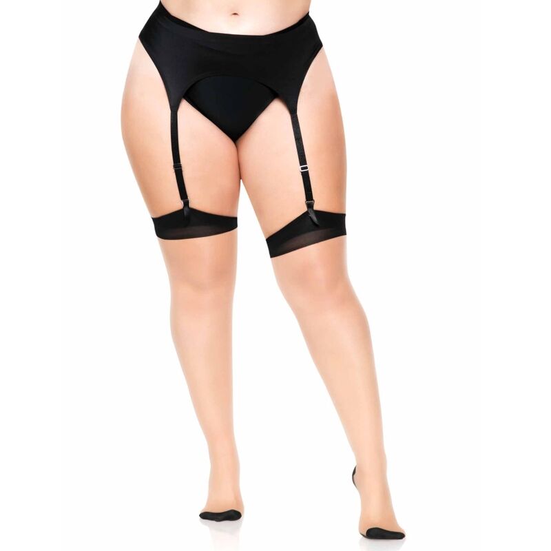 Leg Avenue Plus Lycra Sheer 2 Tone Thigh High With Backseam And Cuban Heel | Niks.fi verkkokauppa