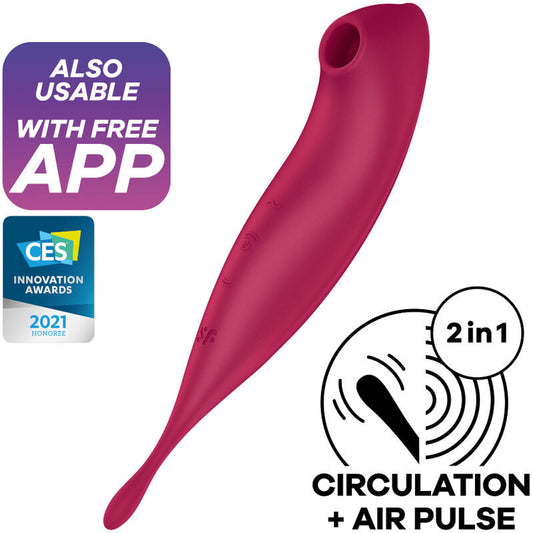 Satisfyer Twirling Pro+ Air Pulse Stimulator & Vibrator App Red | Niks.fi verkkokauppa