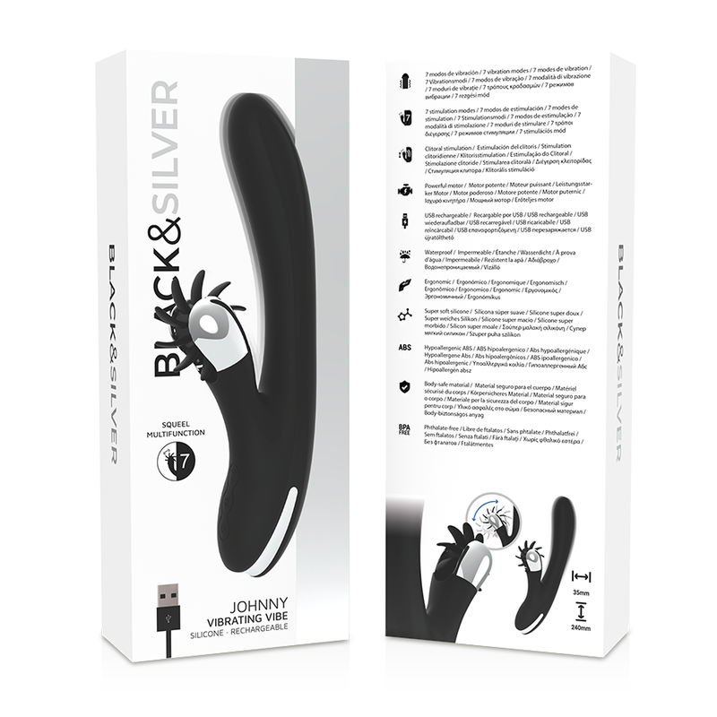 Black&Silver Bunny Johnny Vibrating Vibe | Niks.fi verkkokauppa