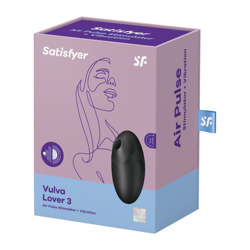 Satisfyer Vulva Lover 3 Air Pulse Stimulator & Vibrator Black | Niks.fi verkkokauppa