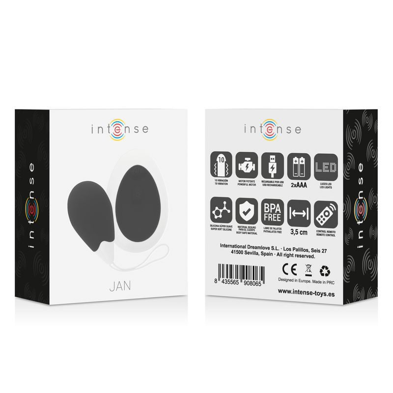 Intense Jan Vibrating Egg Remote Control Black | Niks.fi verkkokauppa
