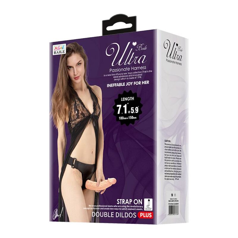 Baile Ultra Passionate Double Dildos With Harness | Niks.fi verkkokauppa