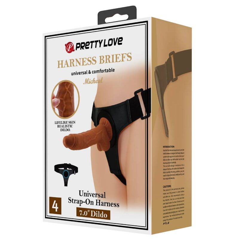 Pretty Love Harness Briefs Universal Harness With Dildo Micheal 20 Cm Black | Niks.fi verkkokauppa