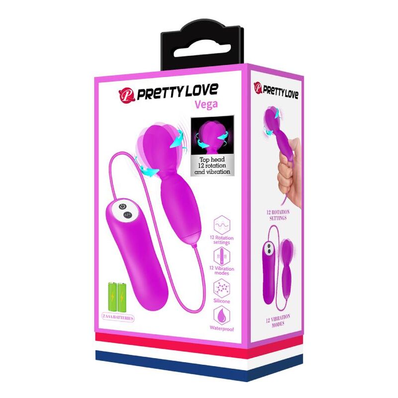 Pretty Love Vega Rotation And Vibration Massager 12 Fuchsia Functions | Niks.fi verkkokauppa