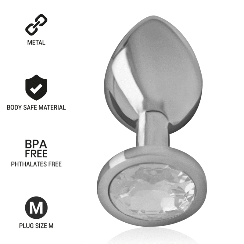 Intense Aluminum Metal Anal Plug With Silver Crystal Size M | Niks.fi verkkokauppa