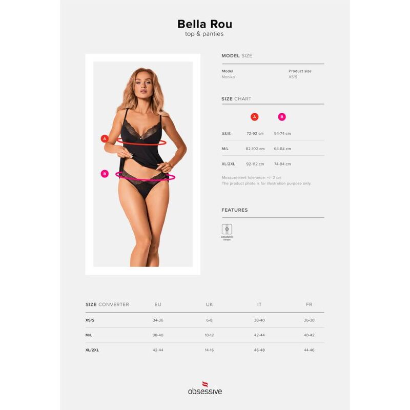 Obsessive Bella Rou Top & Panties M/L | Niks.fi verkkokauppa