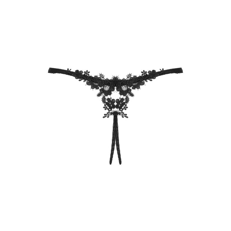 Obsessive Celia Noir Crotchless Thong Xl/Xxl | Niks.fi verkkokauppa