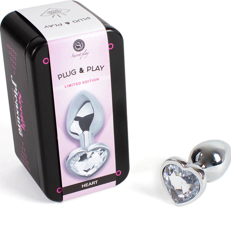 Secretplay Metal Butt Plug Clear Crystal Heart Small Size 7 Cm | Niks.fi verkkokauppa