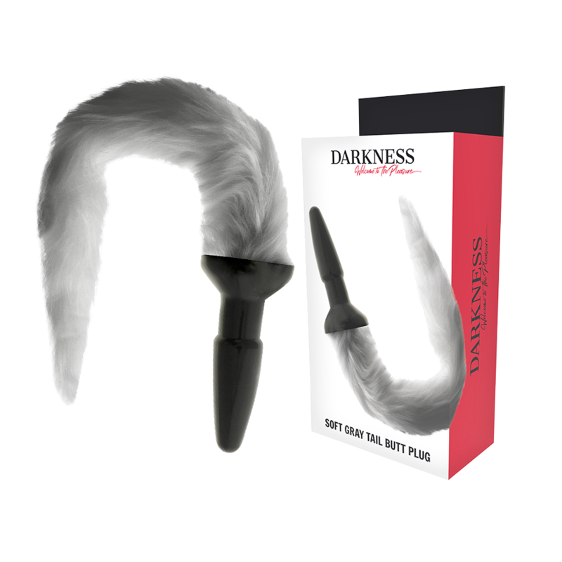Darkness Silicone Anal Plug With Gray Tail | Niks.fi verkkokauppa