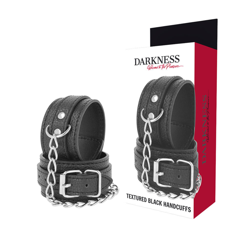 Darkness Black Textured Leather Handcuffs | Niks.fi verkkokauppa