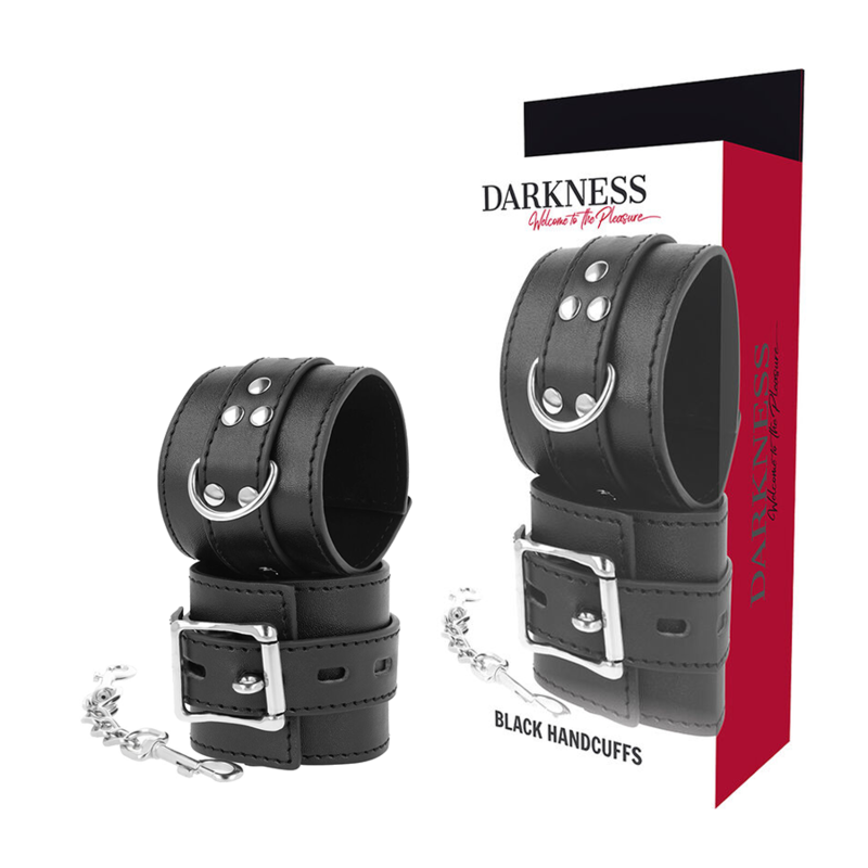 Darkness Black Leather Handcuffs | Niks.fi verkkokauppa