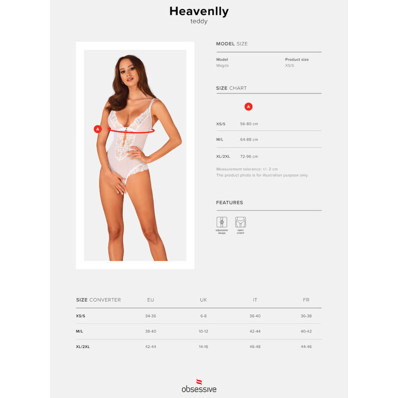 Obsessive Heavenlly Crotchless Teddy Xs/S | Niks.fi verkkokauppa