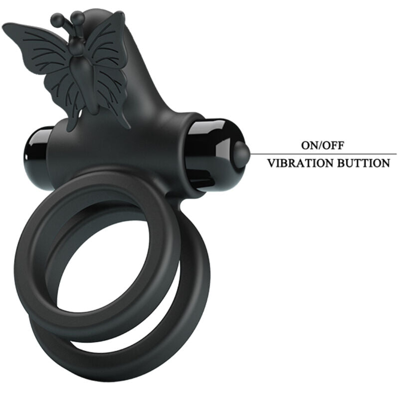 Pretty Love Double Vibrating Ring With Black Stimulator | Niks.fi verkkokauppa