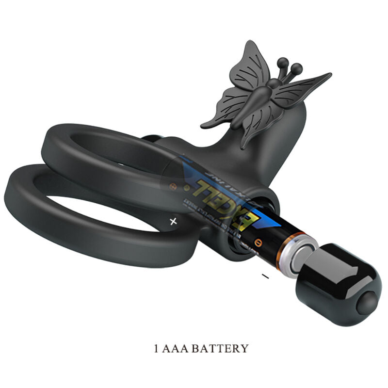 Pretty Love Double Vibrating Ring With Black Stimulator | Niks.fi verkkokauppa