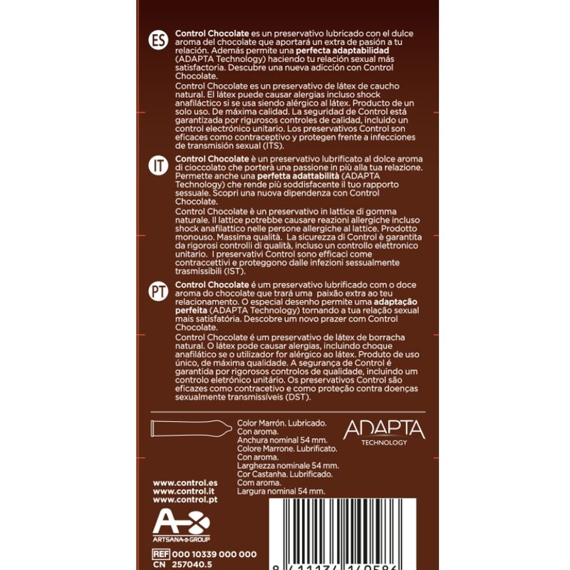 Control Adapta Chocolate Condoms 12 Units | Niks.fi verkkokauppa