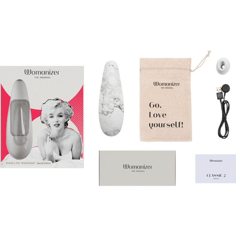Womanizer Marilyn Monroe Classic 2 Clitoral Stimulator White Marble | Niks.fi verkkokauppa