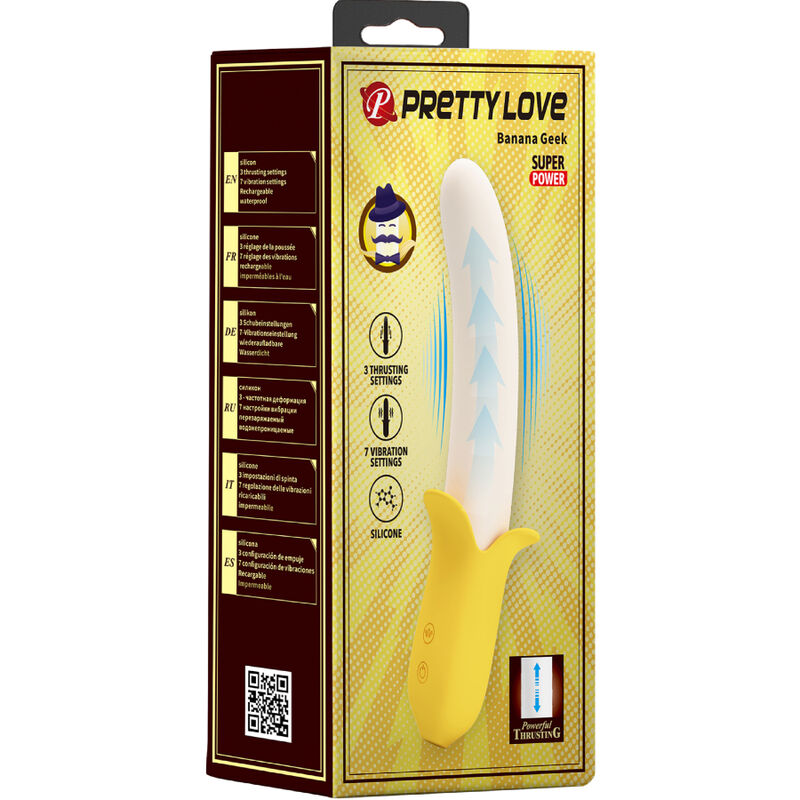 Pretty Love Banana Geek Super Power 7 Vibrations Up&Down Silicone Black | Niks.fi verkkokauppa