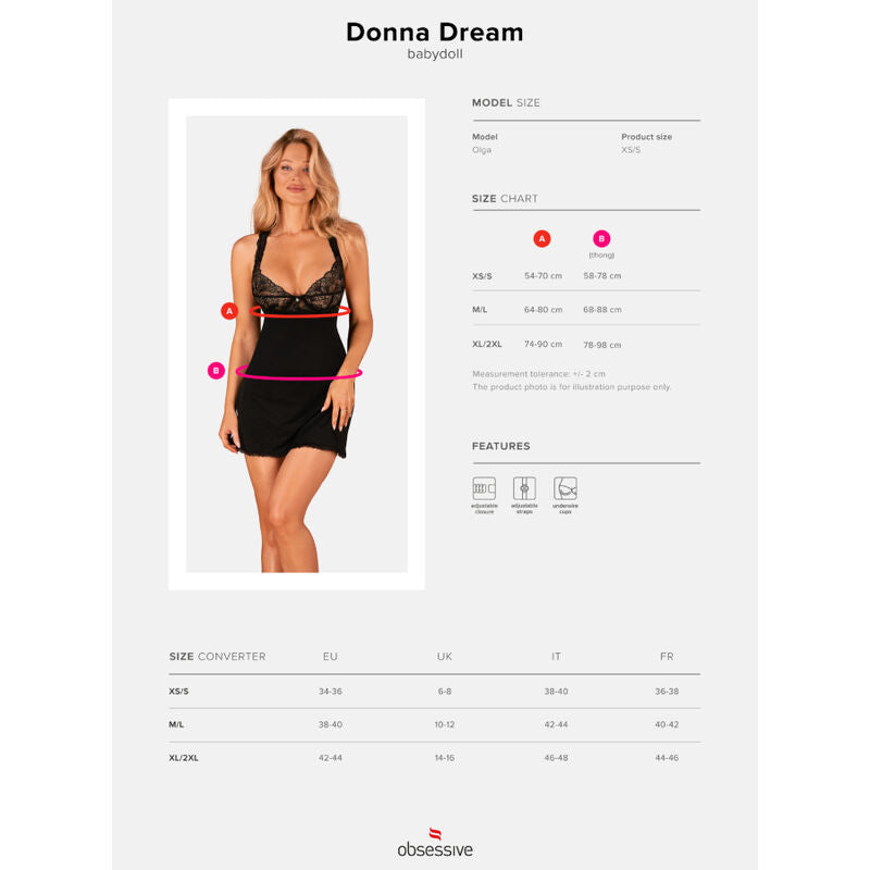 Obsessive Donna Dream Babydoll Xs/S | Niks.fi verkkokauppa
