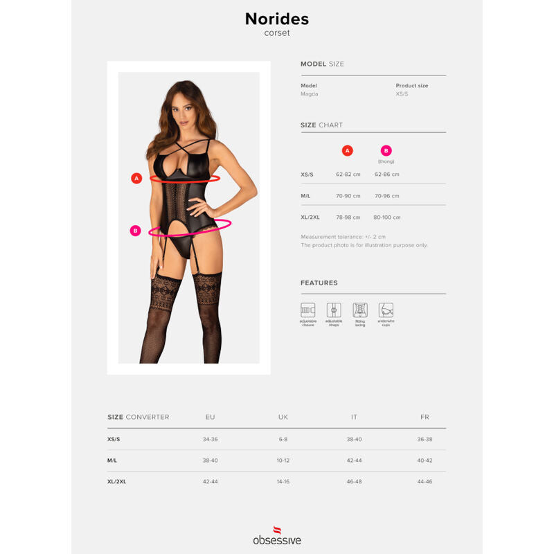 Obsessive Norides Corset & Thong M/L | Niks.fi verkkokauppa