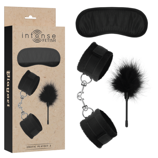 Intense Fetish Erotic Playset 2 With Handcuffs, Blind Mask And Tickler | Niks.fi verkkokauppa