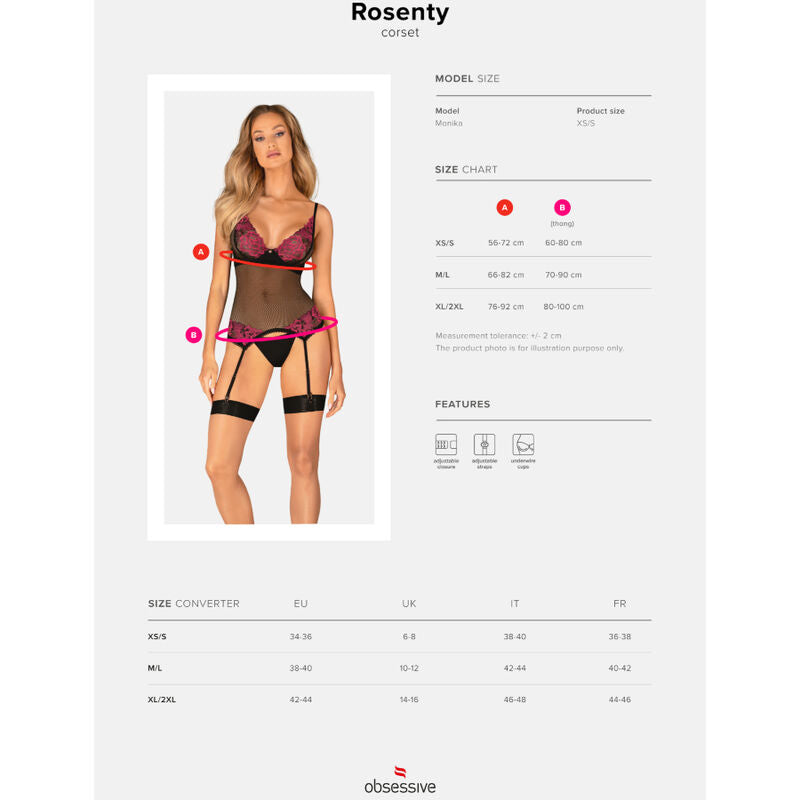 Obsessive Rosenty Corset Xs/S | Niks.fi verkkokauppa