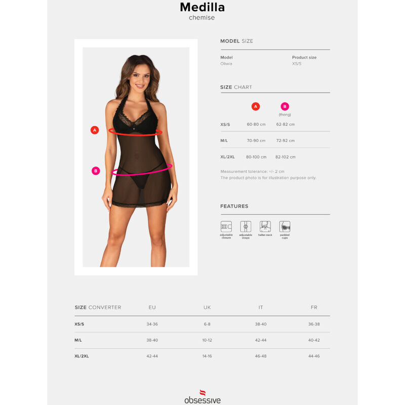 Obsessive Medilla Chemise & Thong Xs/S | Niks.fi verkkokauppa