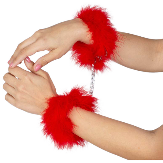 Secretplay Red Marabou Handcuffs | Niks.fi verkkokauppa