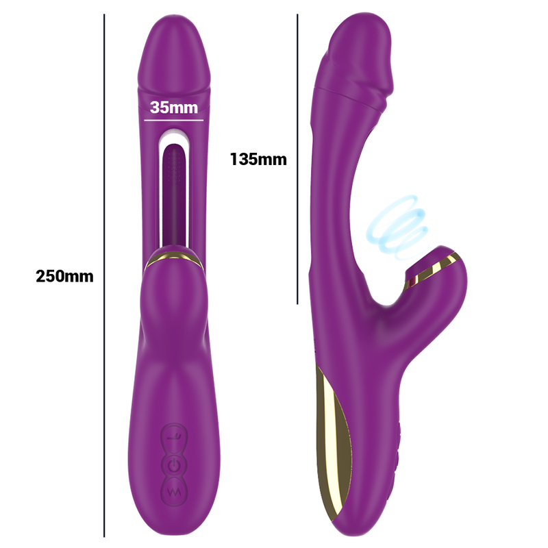 Intense Ateneo Rechargeable Multifunction Vibrator 7 Vibrations With Swinging Motion And Sucking Purple | Niks.fi verkkokauppa