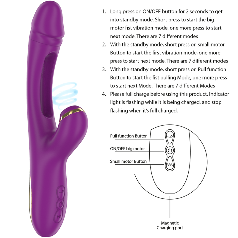 Intense Ateneo Rechargeable Multifunction Vibrator 7 Vibrations With Swinging Motion And Sucking Purple | Niks.fi verkkokauppa