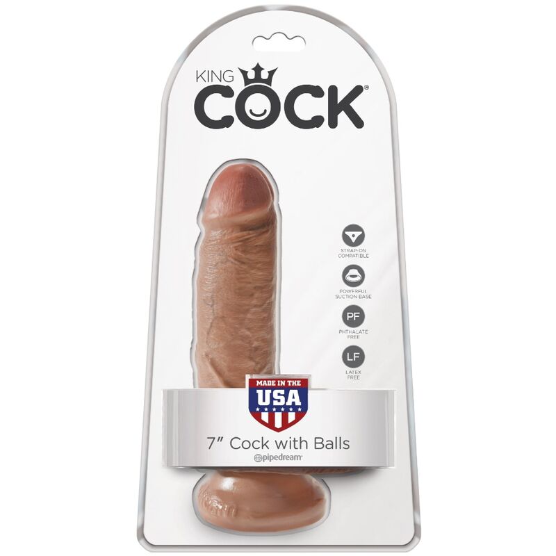 King Cock Realistic Penis With Balls 13.2 Cm Caramel | Niks.fi verkkokauppa
