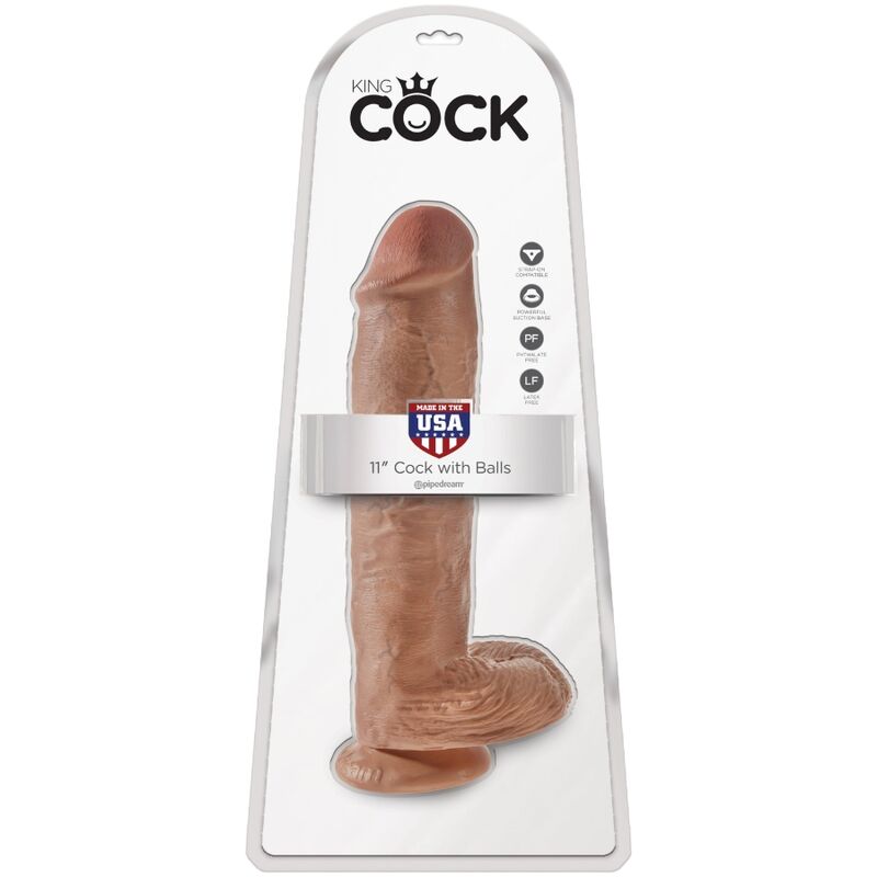 King Cock Realistic Penis With Balls 22.6 Cm Caramel | Niks.fi verkkokauppa