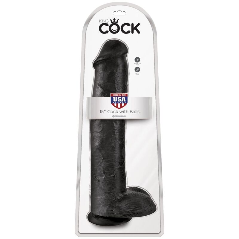 King Cock Realistic Penis With Balls 34.2 Cm Black | Niks.fi verkkokauppa