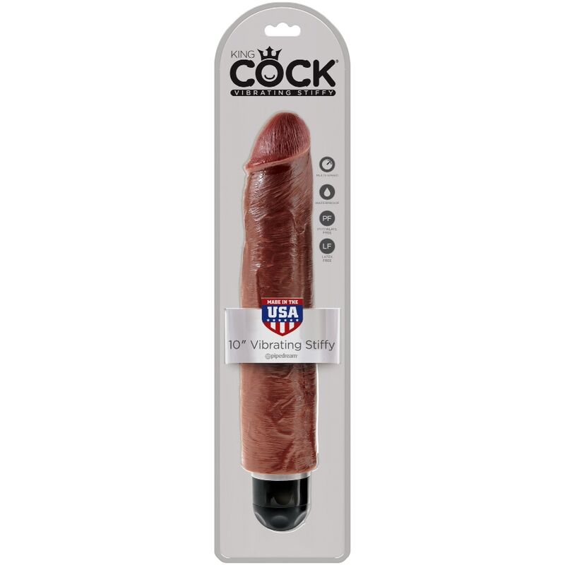 King Cock Realistic Penis Vibrator 25.6 Cm Brown | Niks.fi verkkokauppa