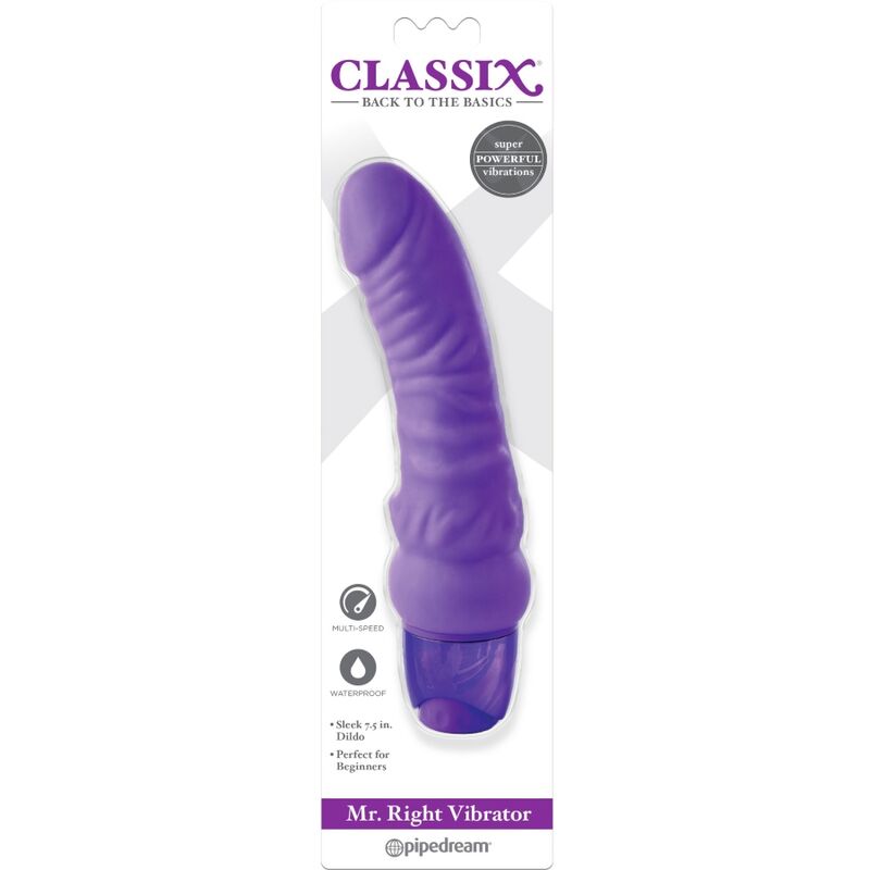 Classix Vibrating Dildo Mr. Right Multi-Speed 15.5 Cm Purple | Niks.fi verkkokauppa