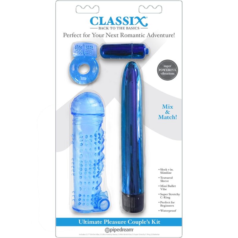 Classix Kit For Couples With Ring, Sheath And Bullets Blue | Niks.fi verkkokauppa