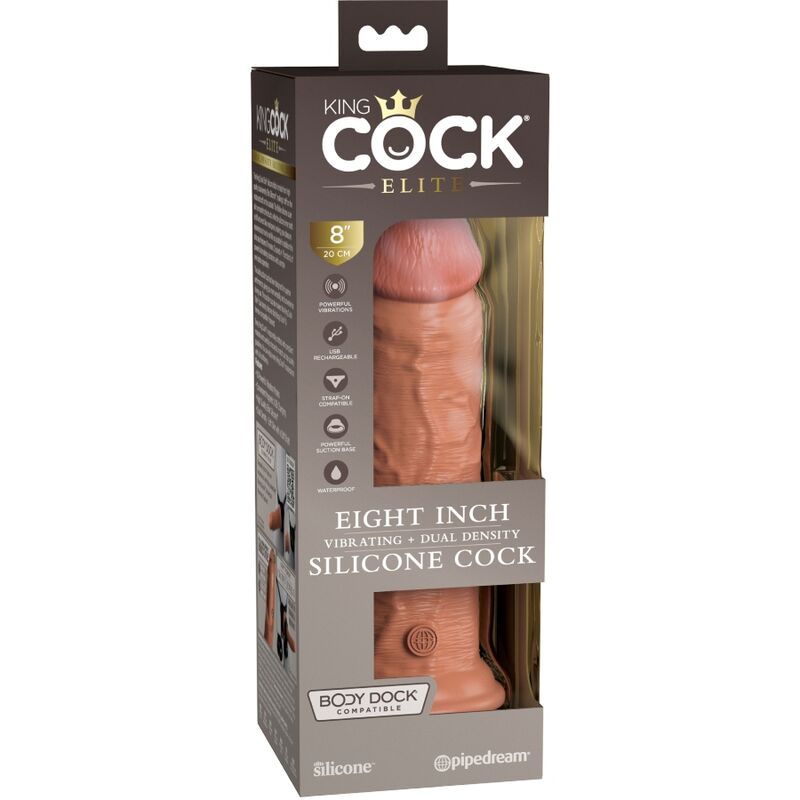 King Cock Elite Realistic Dildo Vibrating & Silicone 20.3 Cm Caramel | Niks.fi verkkokauppa