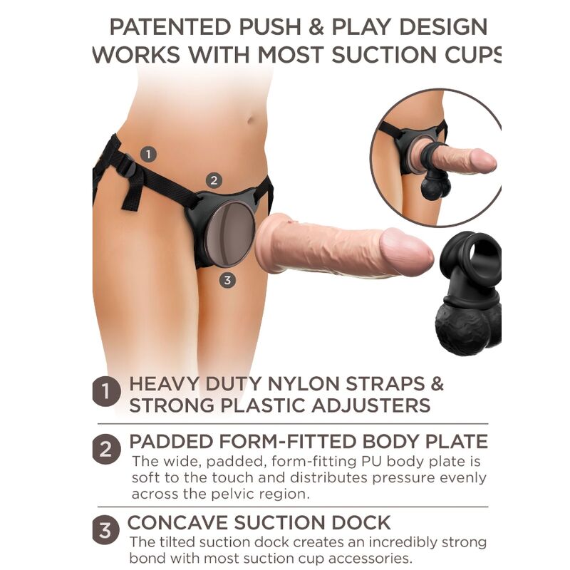 King Cock Elite Deluxe Adjustable Harness Kit Ring With Testicles & Dildo 20.3 Cm | Niks.fi verkkokauppa