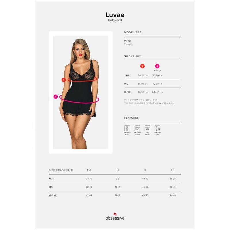 Obsessive Babydoll And Luvae Thong Black Xs/S | Niks.fi verkkokauppa