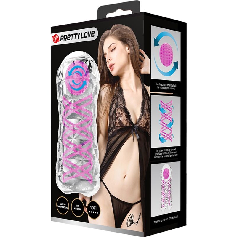 Pretty Love Fantasy Male Masturbator With Internal Spiral And Transparent Balls | Niks.fi verkkokauppa