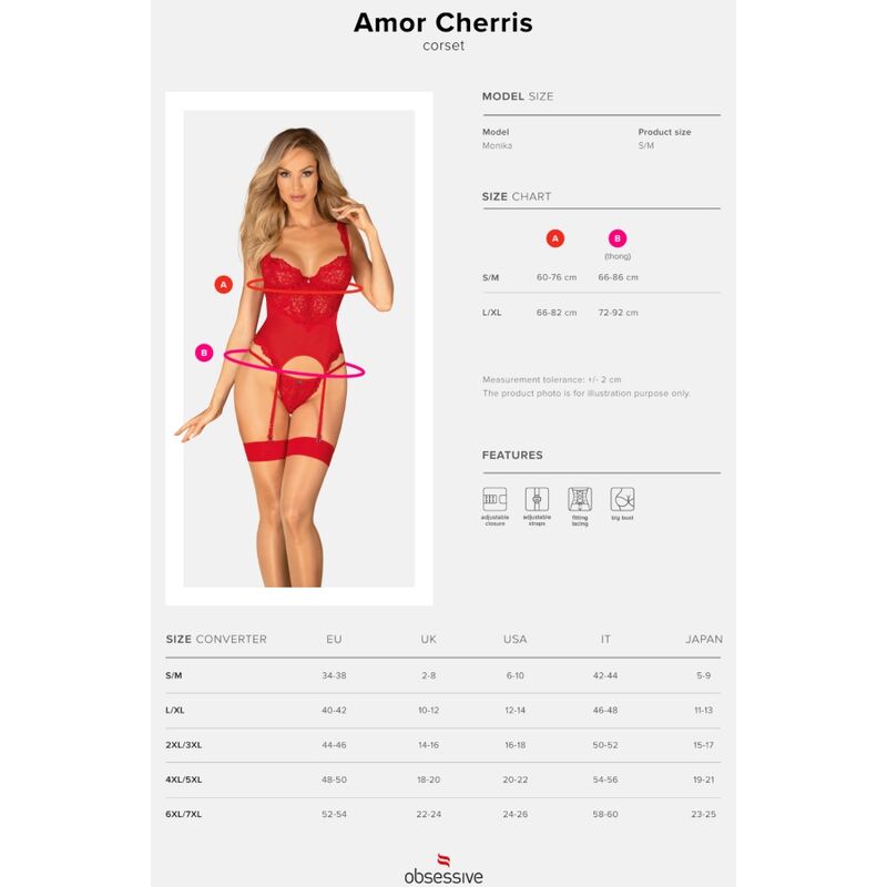 Obsessive Amor Cherris Corset & Thong L/Xl | Niks.fi verkkokauppa