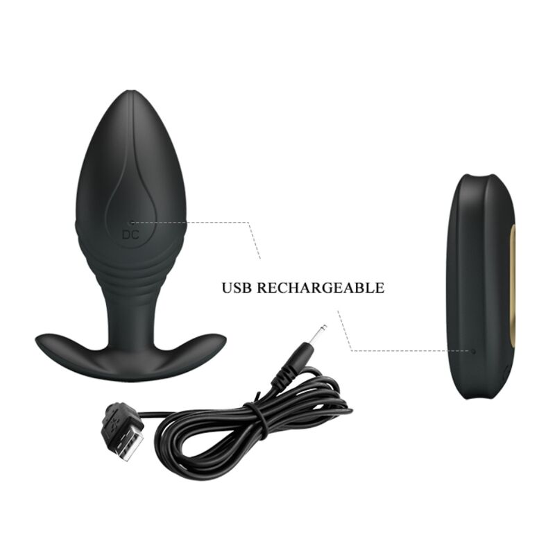 Pretty Love Regina Anal Plug Rechargeable Vibrator Black | Niks.fi verkkokauppa